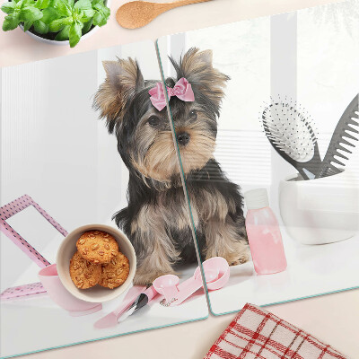 Cutting board Yorkshire Terrier with grooming accessories