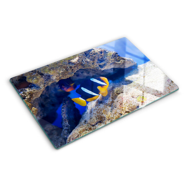 Glass cutting board Fish in a coral reef