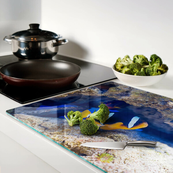 Glass cutting board Fish in a coral reef