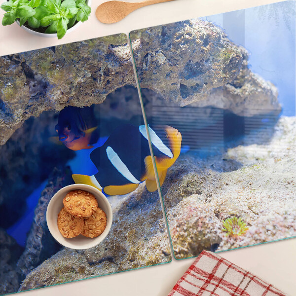 Glass cutting board Fish in a coral reef