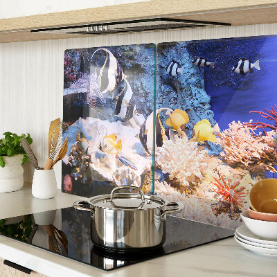 Glass kitchen board Underwater world with fish