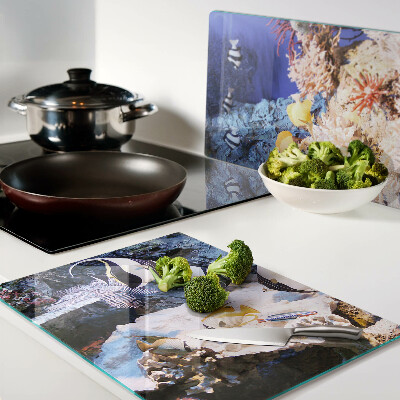 Glass kitchen board Underwater world with fish