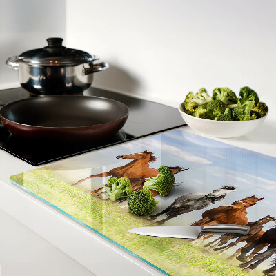 Cutting board Galloping horses in the meadow