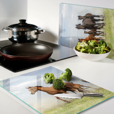 Cutting board Galloping horses in the meadow
