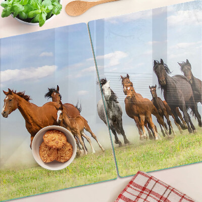 Cutting board Galloping horses in the meadow