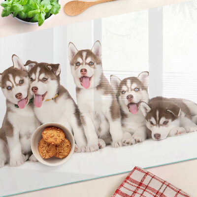 Glass cutting board Husky puppies