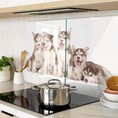 Glass cutting board Husky puppies