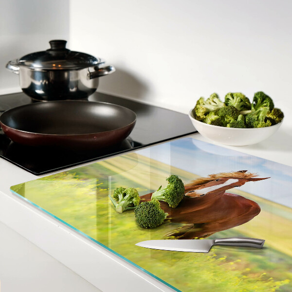 Glass kitchen board A horse in the meadow
