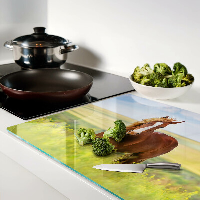 Glass kitchen board A horse in the meadow