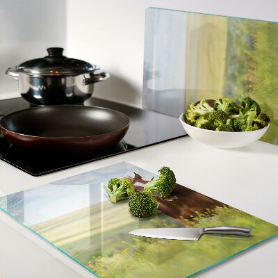 Glass kitchen board A horse in the meadow
