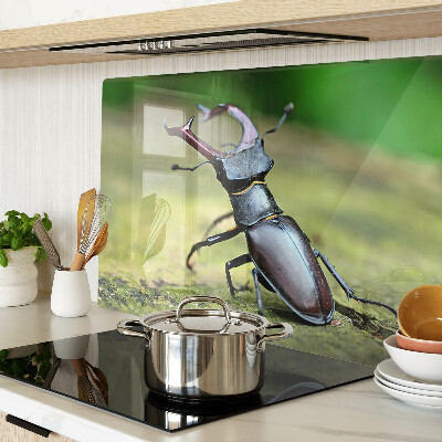 Chopping board Stag beetle on a green background
