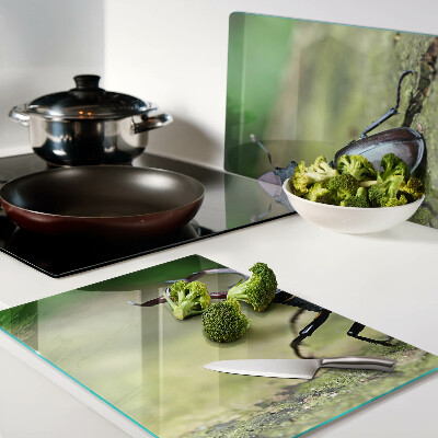 Chopping board Stag beetle on a green background