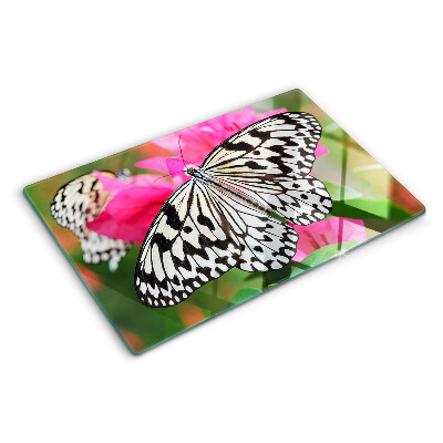 Chopping board glass Butterfly on flowers