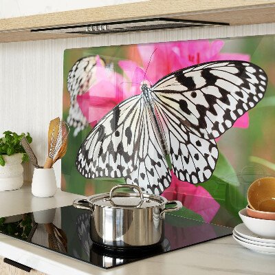 Chopping board glass Butterfly on flowers