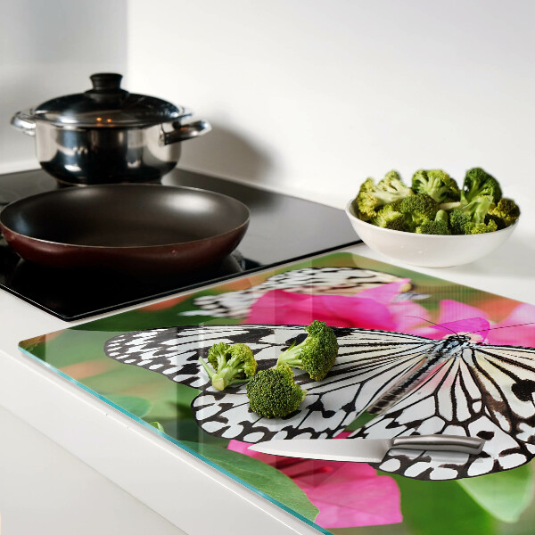Chopping board glass Butterfly on flowers