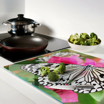 Chopping board glass Butterfly on flowers