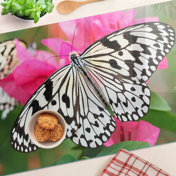 Chopping board glass Butterfly on flowers