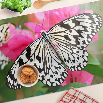 Chopping board glass Butterfly on flowers