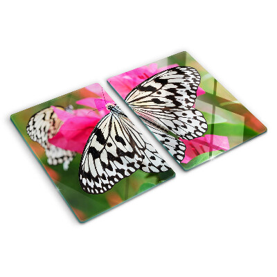 Chopping board glass Butterfly on flowers