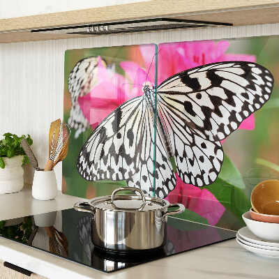 Chopping board glass Butterfly on flowers