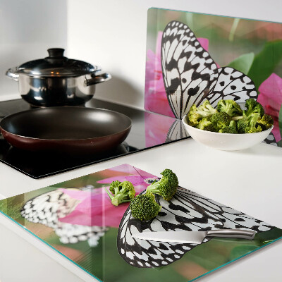 Chopping board glass Butterfly on flowers