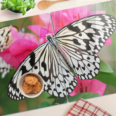 Chopping board glass Butterfly on flowers
