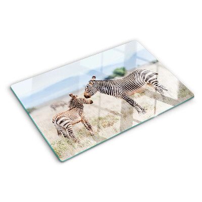 Cutting board Zebras in the meadow