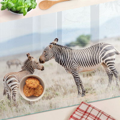 Cutting board Zebras in the meadow