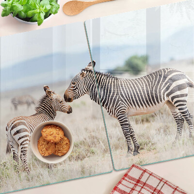 Cutting board Zebras in the meadow
