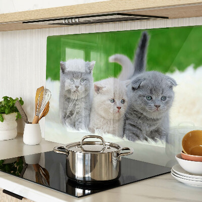 Glass cutting board Kittens on a green background