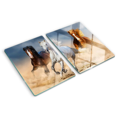 Glass cutting board Three galloping horses