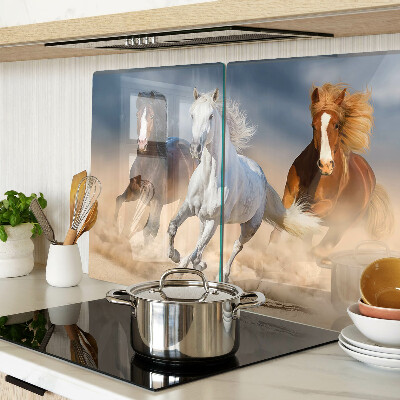 Glass cutting board Three galloping horses