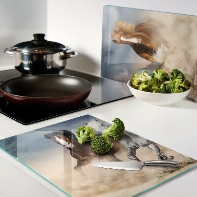 Glass cutting board Three galloping horses