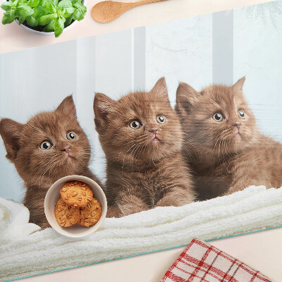 Glass kitchen board Three brown cats