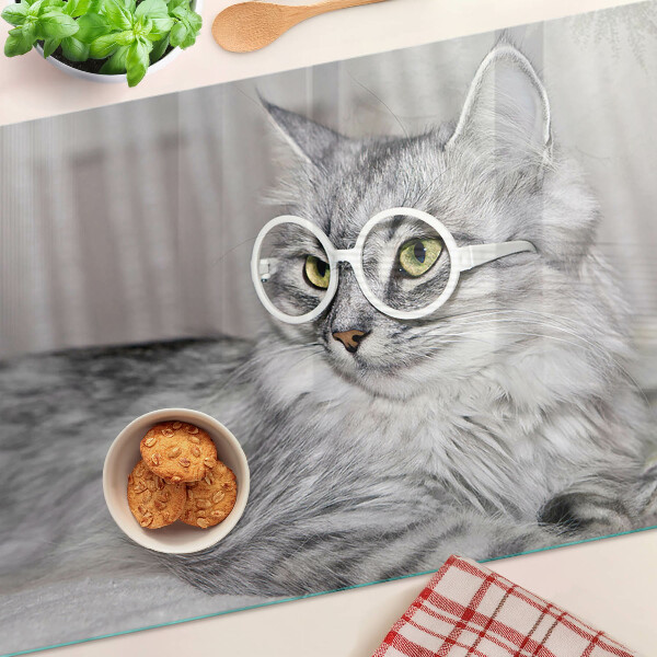 Chopping board Cat with glasses