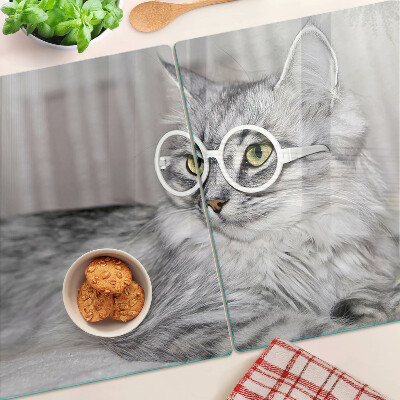 Chopping board Cat with glasses