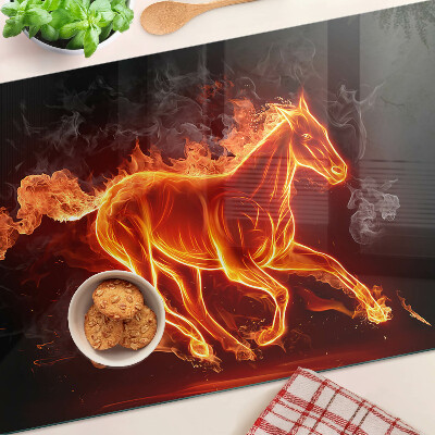 Glass cutting board Burning horse