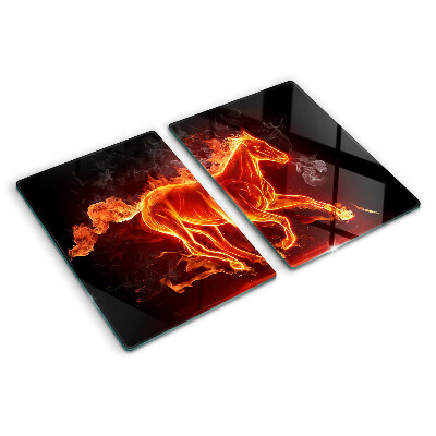 Glass cutting board Burning horse