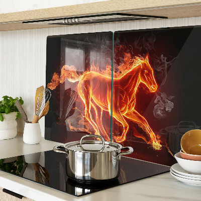 Glass cutting board Burning horse