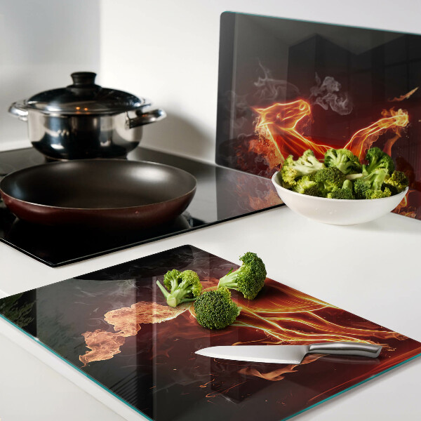 Glass cutting board Burning horse