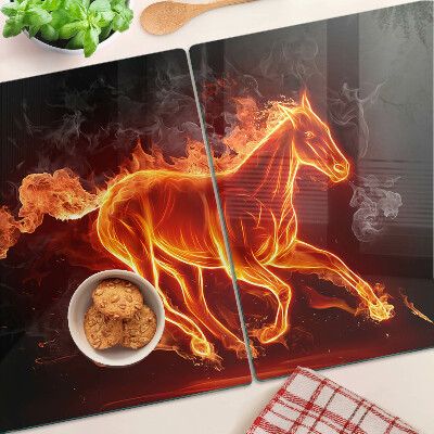 Glass cutting board Burning horse