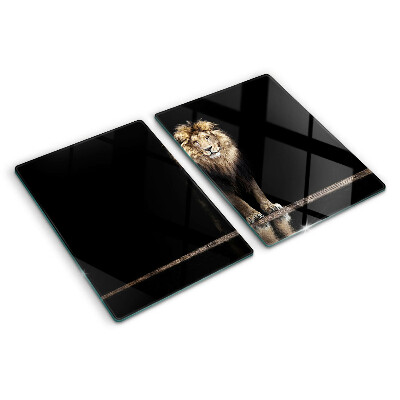 Glass kitchen board Lion on a dark background