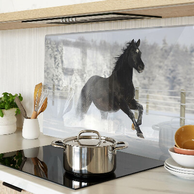Chopping board A horse in a winter landscape