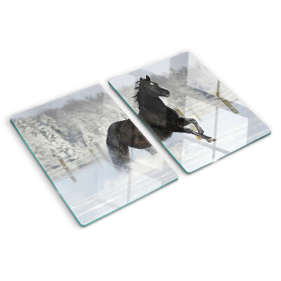 Chopping board A horse in a winter landscape