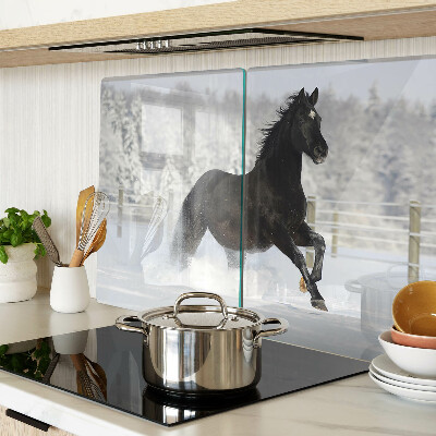 Chopping board A horse in a winter landscape