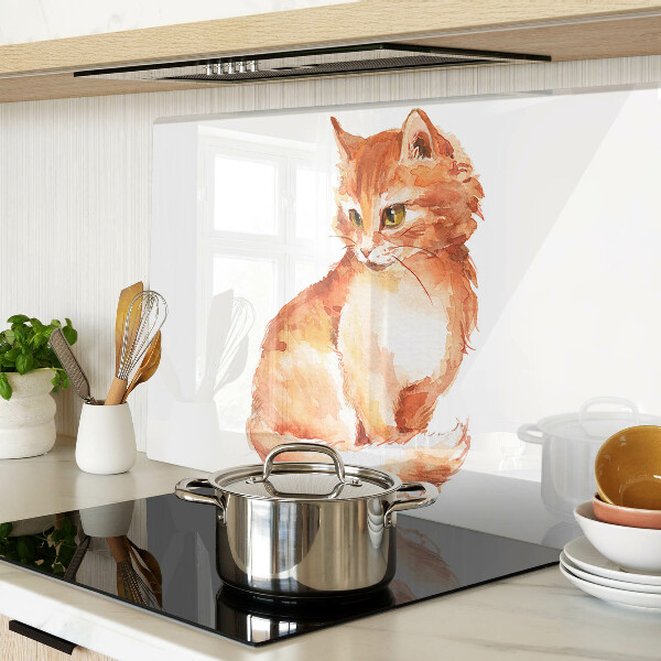 Glass chopping board Drawing of a ginger kitten