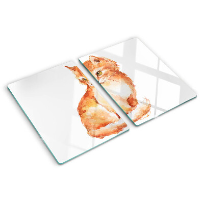 Glass chopping board Drawing of a ginger kitten