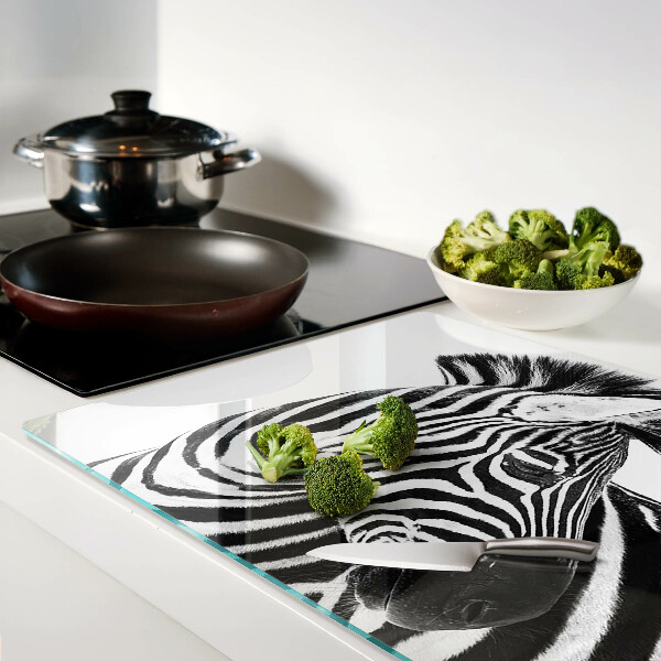 Glass kitchen board Zebra with black and white stripes