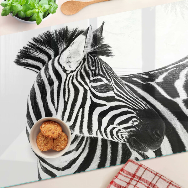 Glass kitchen board Zebra with black and white stripes