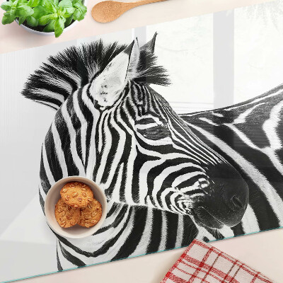 Glass kitchen board Zebra with black and white stripes